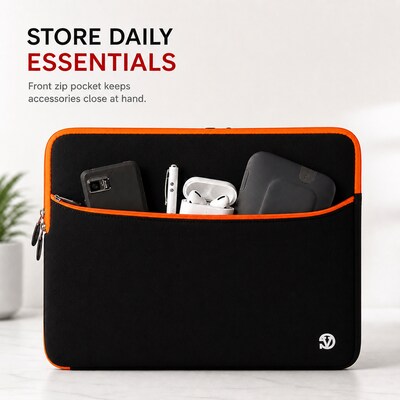 Vangoddy 17" Laptop Sleeve, Black/Orange (NBKLEA259)