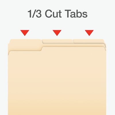 Pendaflex File Folder, 1-Tab, Assorted, Letter Size, Manila, 100/Box (1006989)