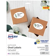 Avery Print-to-the-Edge Laser/Inkjet Labels, 1 1/2 x 2 1/2, White, 18 Labels/Sheet, 25 Sheets/Pack