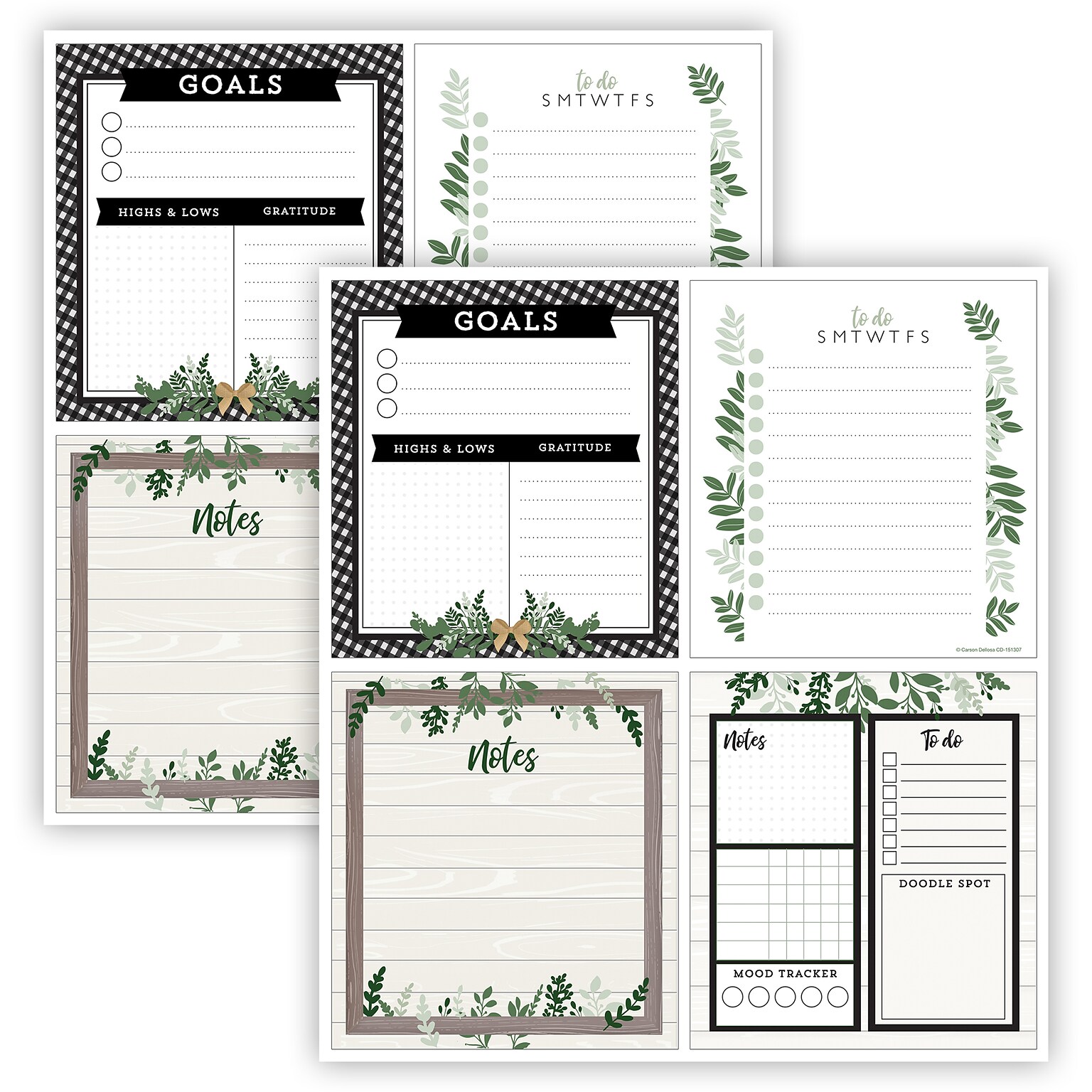Carson-Dellosa Farmhouse Notepad, 5.75 x 6.25, Multicolored, 50 Sheets/Pad, 4 Pads/Set, 2 Sets/Bundle (CD-151307-2)