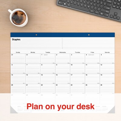 2025-2026 Staples 22" x 17" Academic Monthly Desk Pad Calendar, Navy (ST59497-25)