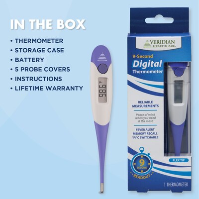 Veridian Healthcare Digital Oral Thermometer, Purple (08-359)