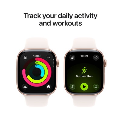 Apple Watch Series 11 GPS + Cellular Smartwatch, 46mm, Rose Gold Aluminum Case, Light Blush Sport Band, Small/Medium (MFCG4LW/A)