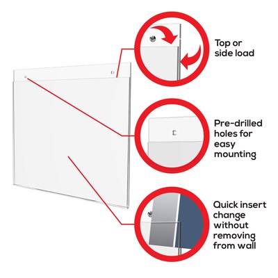 Deflect-O Classic Image Document Holder, 8.5" x 11", Horizontal, Wall Mounted, Clear Plastic (68301)