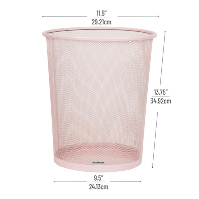 Mind Reader Metal Mesh Trash Can Without Lid, 4.4 Gallon, Pink (1CIRGA-PNK)