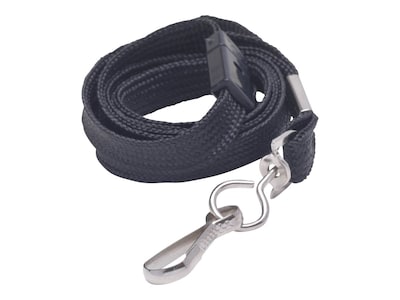 Staples Breakaway ID Badge Lanyards, Black - Safety Lanyards for Work & School, 12-Pack