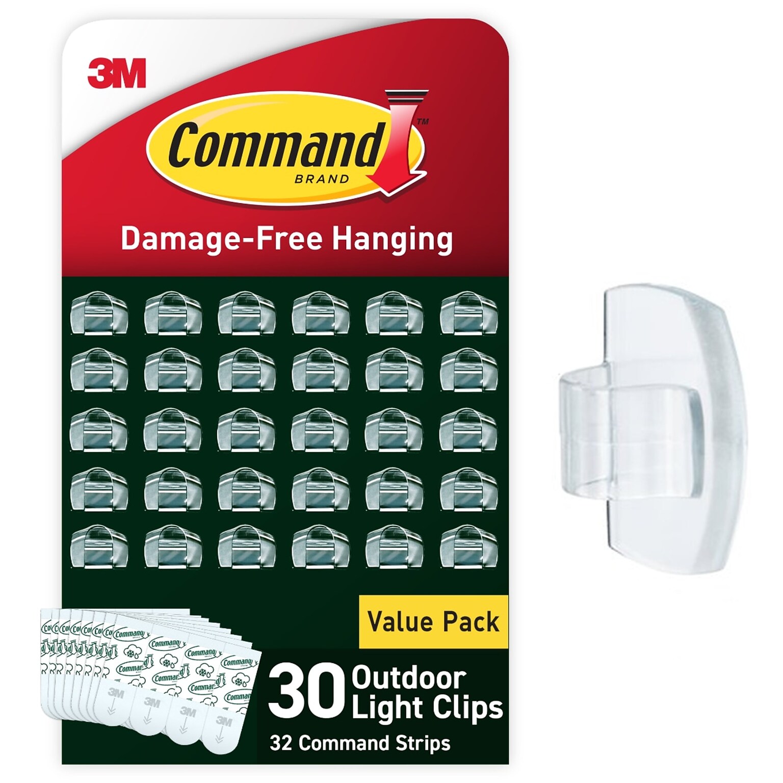 Command Light Clips, Clear, 30/Pack (17017CLRAW30NA)