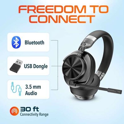 Delton M320 RGB Condenser Microphone and ANC Bluetooth Computer Headphones Podcast & Recording Kit, Black (DRU3000BD3)