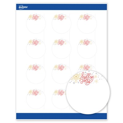 Avery Circle Multipurpose Labels, 2 Dia., White, 120/Pack (19479370430)