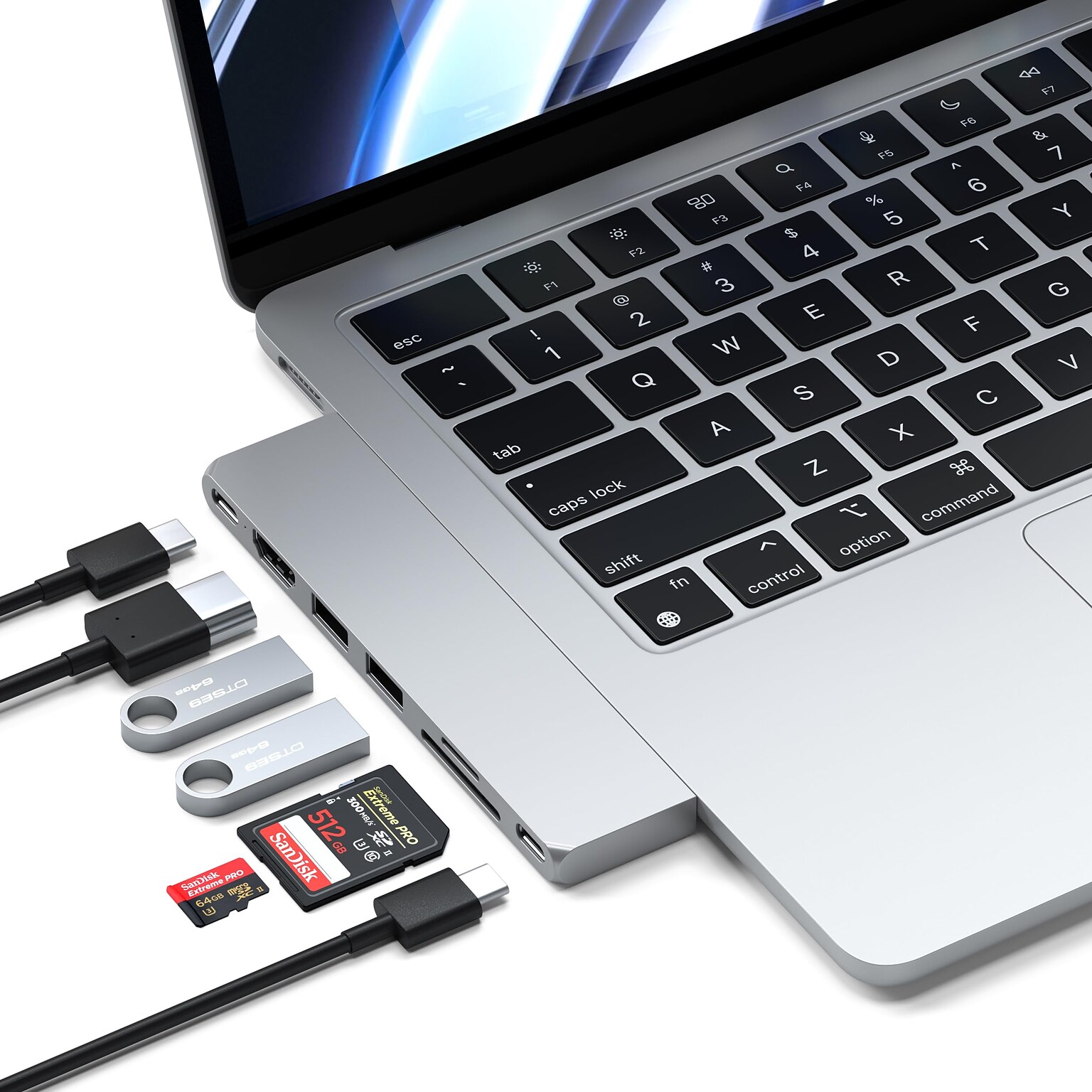 Satechi Pro Slim Multiport Hub for Laptops, Silver (ST-HUCPHSS)