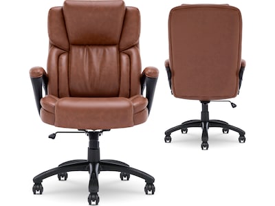 Serta Garret Ergonomic Bonded Leather Swivel Executive Chair, Cognac (43520D)