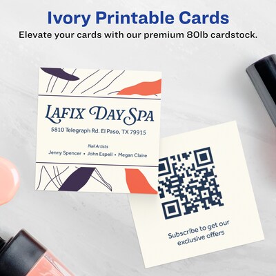 Avery Business Cards, 2.5 x 2.5, Matte Ivory, 450/Box (95271)