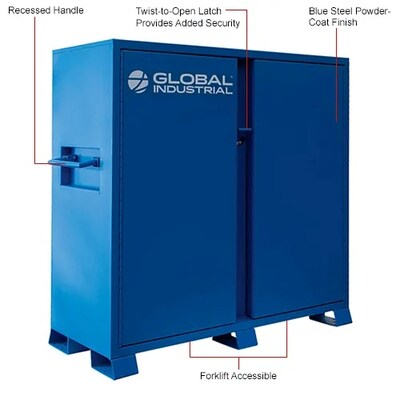 Global Industrial Steel Jobsite Cabinet, 2 Doors, 52 Cu. Ft., Blue (133724)