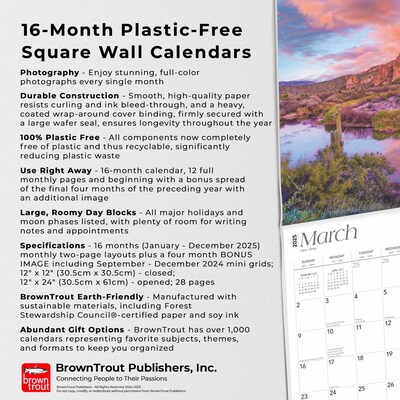 2025 BrownTrout Arizona Wild & Scenic 12" x 12" Monthly  Wall Calendar (9781975474461)