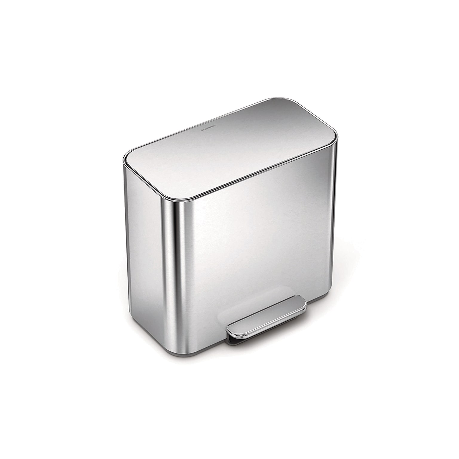 simplehuman 15L Mini Office Recycler with Liner Pocket, Brushed Stainless Steel, Indoor Step Trash Can, 4 Gallons (CW2120)