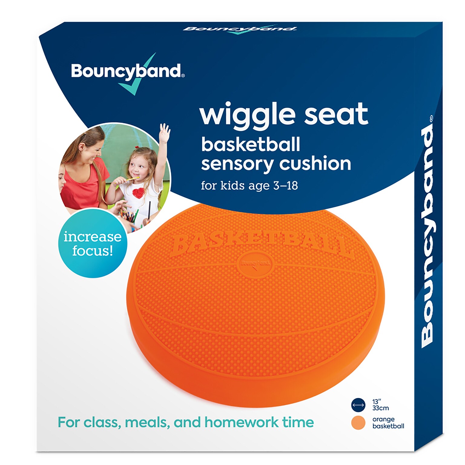 Bouncy Bands Basketball Sensory Wiggle Seat, Orange (BBAWSSBAOR)