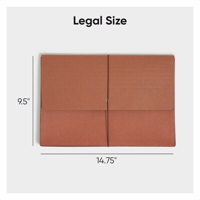 Smead® Expanding Wallets, 5-1/4" Expansion, Flap & Elastic Cord Closure, Legal, Redrope, 10/Bx (71111)