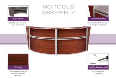 Regency Marque 124.5"W Curved Reception Desk Workstation, Cherry (77292CH)