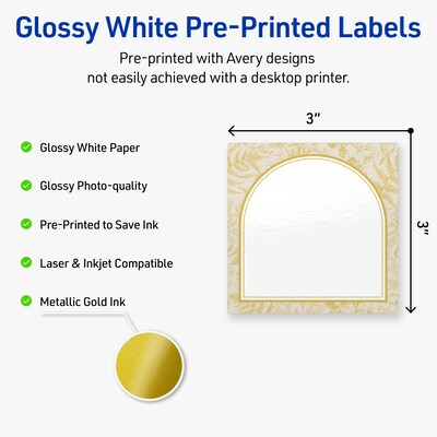 Avery Square Laser/Inkjet Multipurpose Labels, 3 x 3, White, 60/Pack (19479371052)