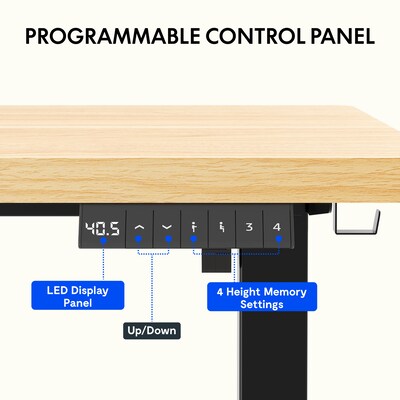 FlexiSpot E2 48''W Electric Rectangular Adjustable Standing Desk, Maple/Black (E2B4824M)
