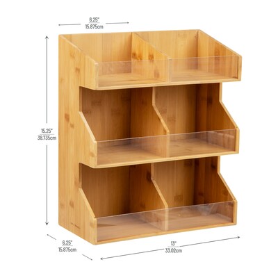 Mind Reader Bali Collection 6-Compartment Organizer, Brown (3T2TWD-BRN)