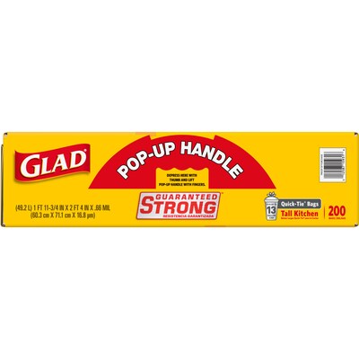 Glad 13 Gallon Kitchen Trash Bag, 4.5" x 9", Low Density, 0.66 mil, White (15931)