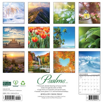 2027 Willow Creek Psalms 12 x 12 Monthly Wall Calendar, Assorted Colors (61916)