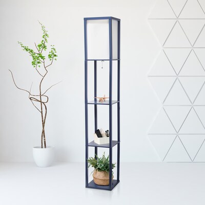 Creekwood Home Classix 62.5" Floor Lamp with Rectangular Shade, Navy Blue (CWF-3007-NV)