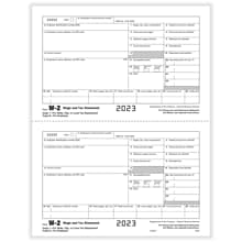 ComplyRight 2023 W-2 Tax Form, 1-Part, 2-Up, Employer Copy D, 50/Pack (520450)