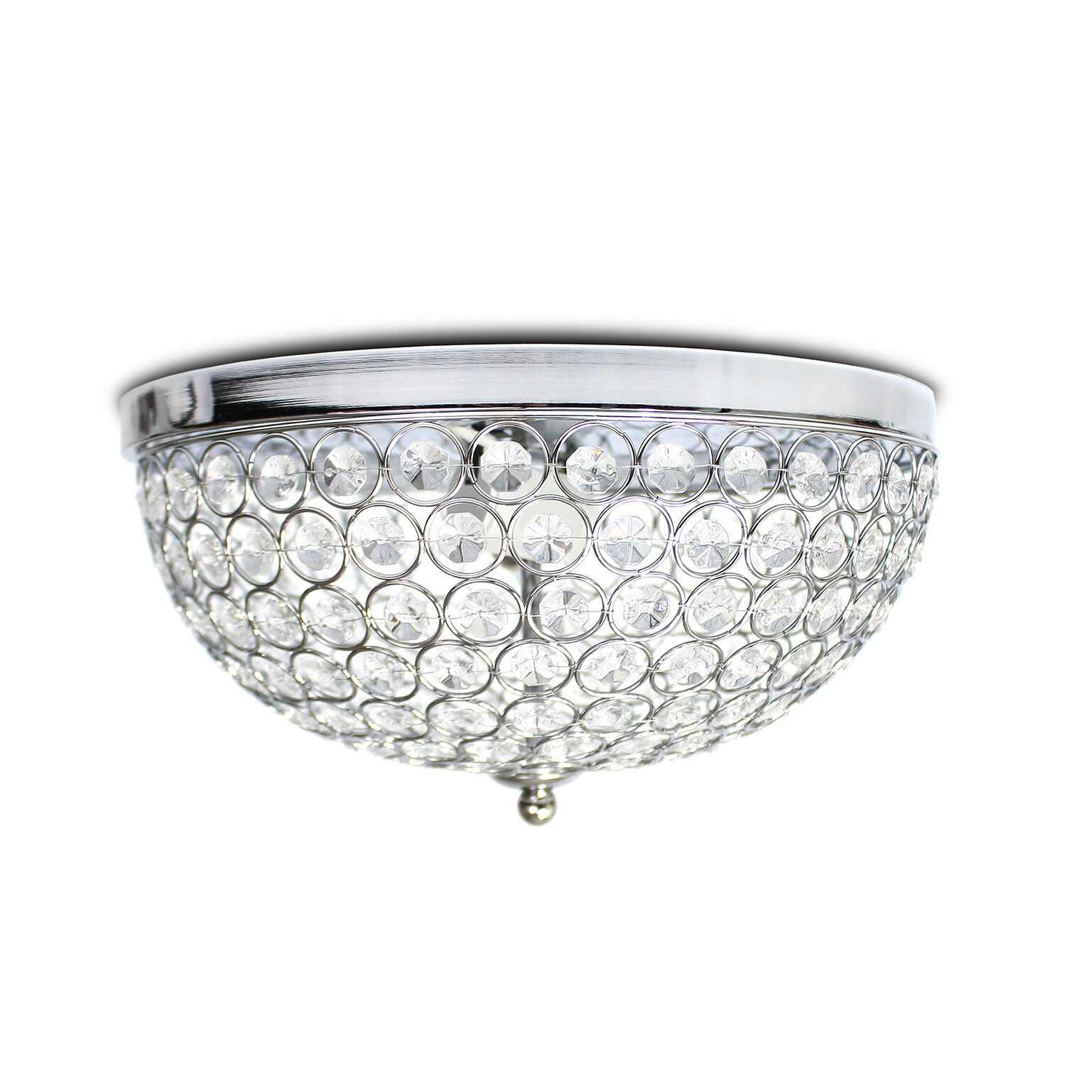Elegant Designs Crystal 2 Light LED Flush Mount Ceiling Light, Chrome (FM1000-CHR)