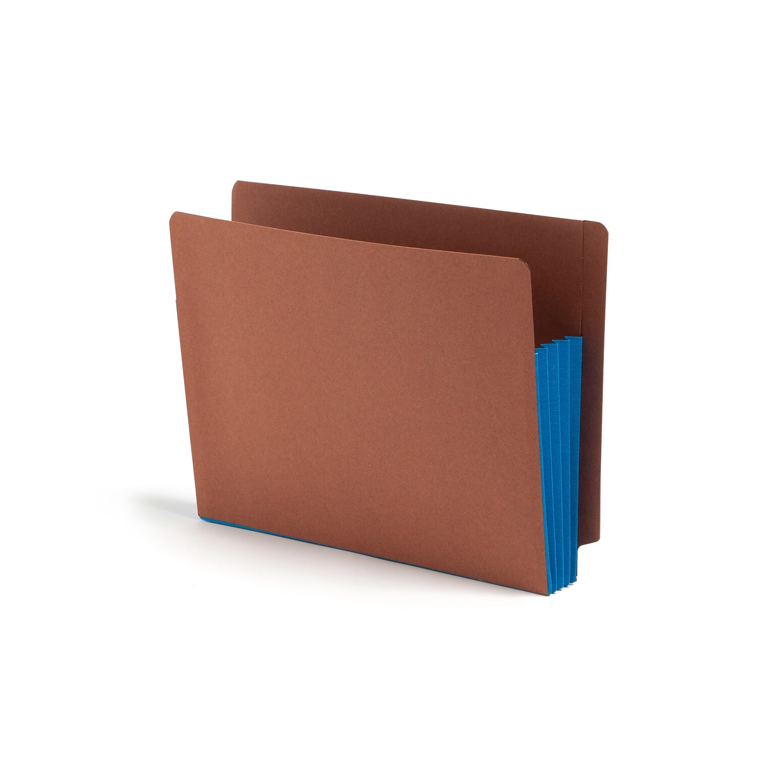 Smead Extra Wide Recycled Reinforced File Pocket, 3 Expansion, Letter Size, Blue/Brown, 10/Box (73679)