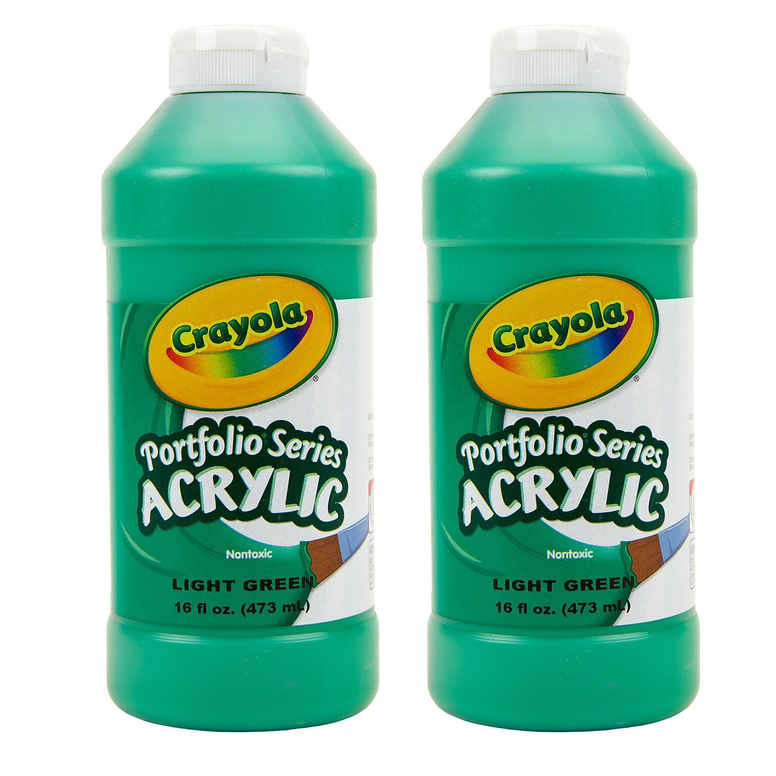 Crayola Portfolio Series Acrylic Paint, Light Green, 16 oz., 2/Bundle (BIN204016313-2)