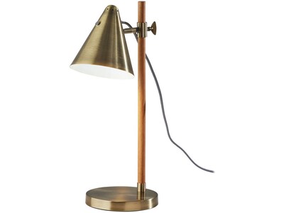 Adesso Bryn Desk Lamp, 20, Natural Rubberwood/Antique Brass (3760-12)