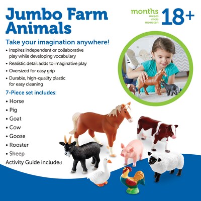 Learning Resources Jumbo Farm Animals, Set of 7 (LER0694)