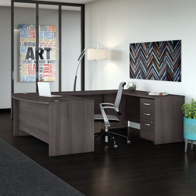 Bush Business Furniture Studio C 72"W U Shaped Desk with Mobile File Cabinet, Storm Gray (STC004SG)