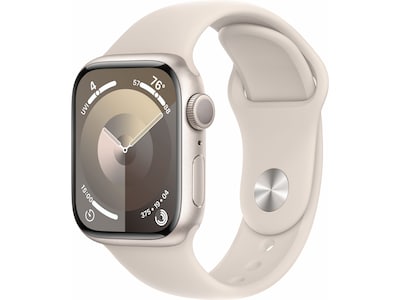 Apple Watch Series 9 (GPS) Smartwatch, 41mm, Starlight Aluminum Case with Starlight Sport Band, S/M