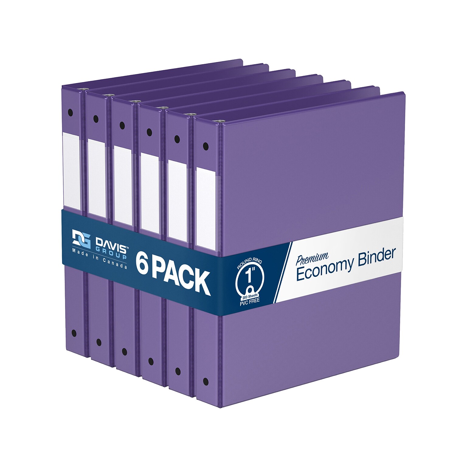 Davis Group Premium Economy 1 3-Ring Non-View Binders, Purple, 6/Pack (2311-69-06)