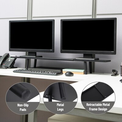 Mind Reader Adjustable Desktop Riser for Dual Monitors, Up to 88 lbs., Black (EXMON-BLK)
