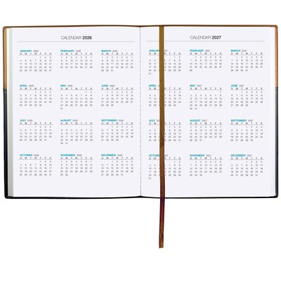 2026 Global Printed Products 8" x 10" Calendar Year Weekly & Monthly Planner, Faux Leather Cover, Black/Brown (NRY26-PKT810-BN)