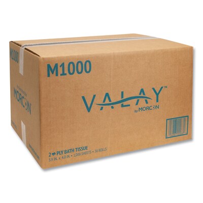 Morcon Small Core Bath Tissue, 2-Ply, White, 1,000 Sheets/Roll, 36 Rolls/Carton (MORM1000)