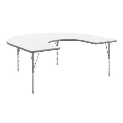 Flash Furniture Wren Horseshoe Activity Table, 66 x 60, Height Adjustable, White Top/Silver Frame (XUA6066HRSEWTP)
