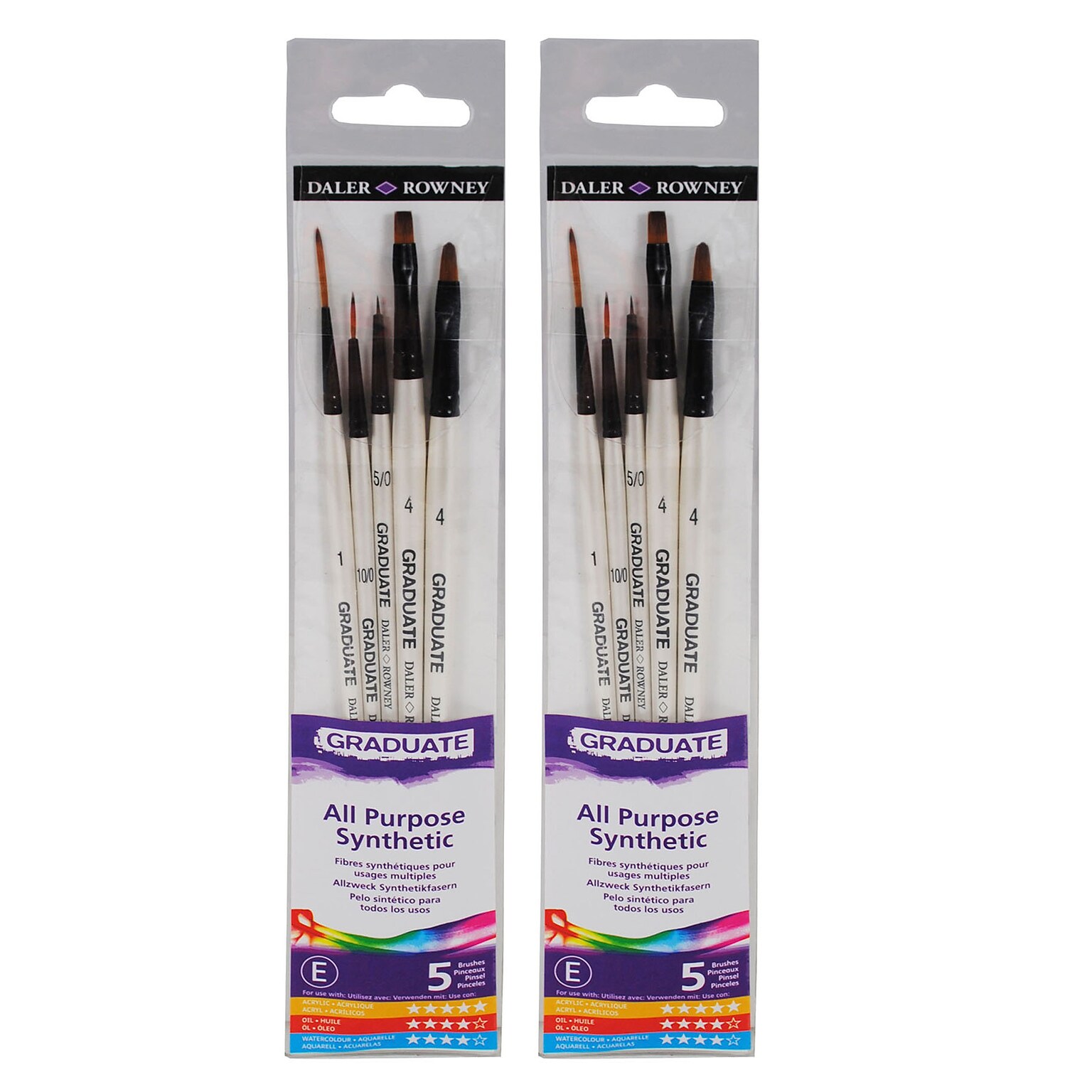 Daler-Rowney Graduate Synthetic Detail Brushes, 5/Set, 2 Sets/Bundle (DRWD212550003-2)