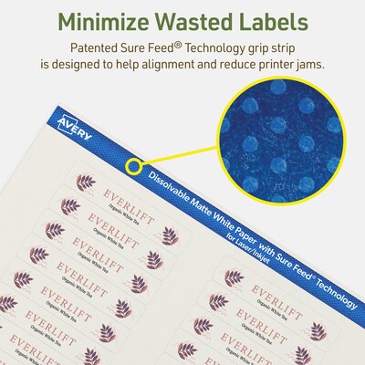 Avery Dissolvable Rectangle Multipurpose Labels, 5/8" x 3", Off-white, 320/Pack (94214)