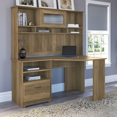 Bush Furniture Cabot 60" Corner Desk with Hutch, Reclaimed Pine (CAB008RCP)
