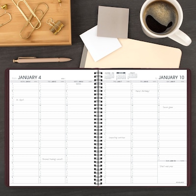 2027 AT-A-GLANCE 8.25" x 11" Weekly Appointment Book, Faux Leather Cover, Wine Stone (70-950-50-27)