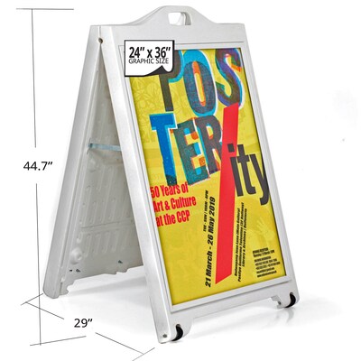 Azar Poster Holder, 36 x 24, Vertical, Wall Mounted, White Plastic (300244-WHT)