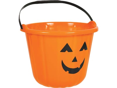 Amscan Jack-o-Lantern Halloween Treat Bucket, Orange/Black, 4/Pack (260203)