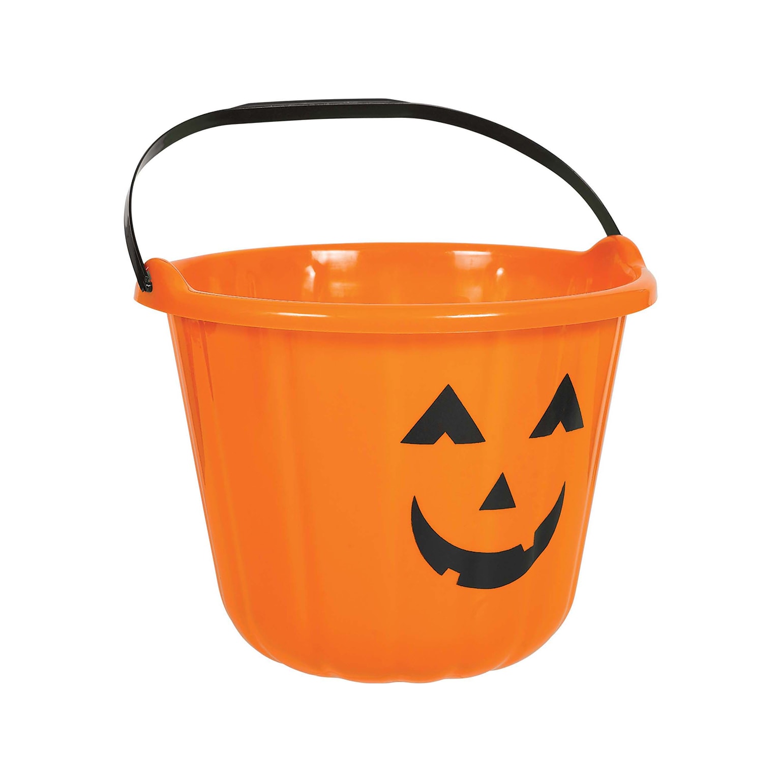Amscan Jack-o-Lantern Halloween Treat Bucket, Orange/Black, 4/Pack (260203)