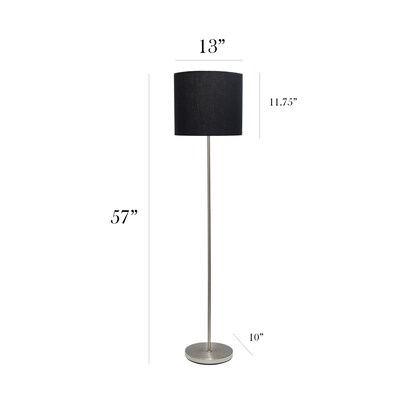 Simple Designs 57" Floor Lamp with Drum Shade, Black (LF2004-BLK)