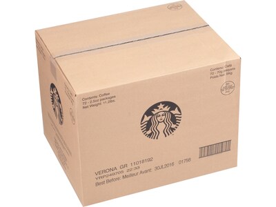 Starbucks Caffe Verona Ground Coffee Packet, Dark Roast, 2.5 oz., 72/Carton (SBK11018192CT)